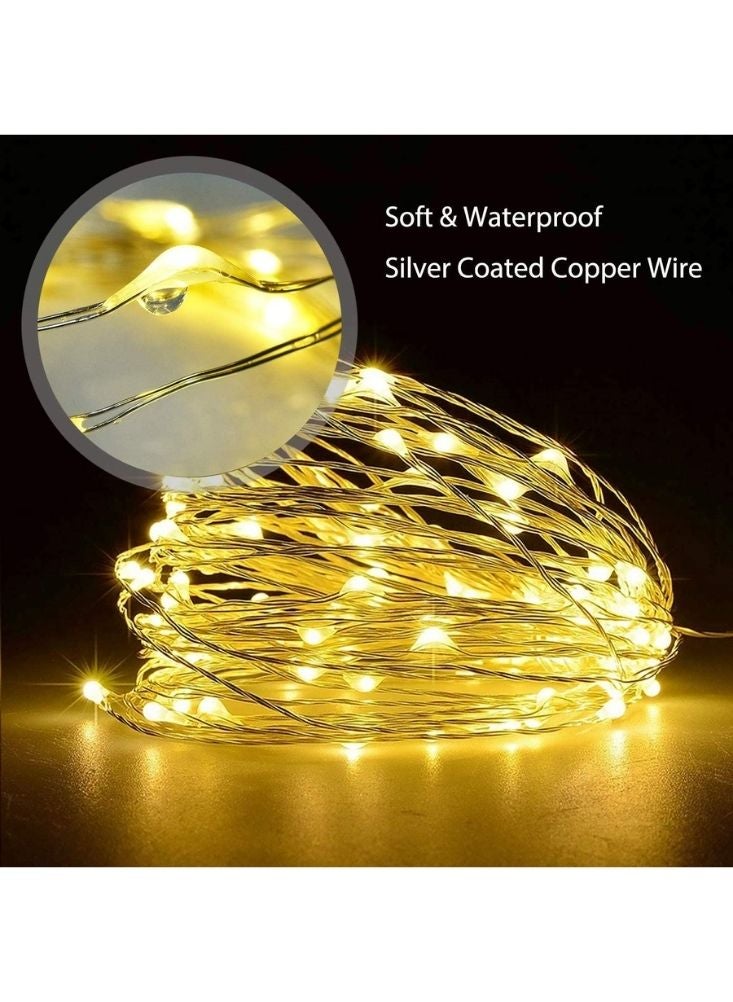 بريميم سلسلة أضواء زينة رمضانية بمصابيح صمام ثنائي باعث للضوء بطول ٥٠ مترًا مع جهاز تحكم عن بعد – إضاءة بيضاء دافئة لتزيين المنزل والمناسبات - Image 2